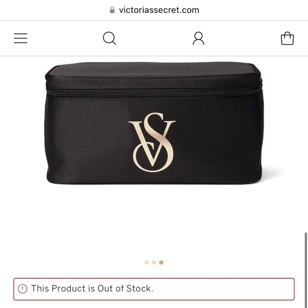💗 Victoria’s Secret VS Pink Black Bra Swim Beauty Travel Bag Case Gold Logo - Picture 4 of 9